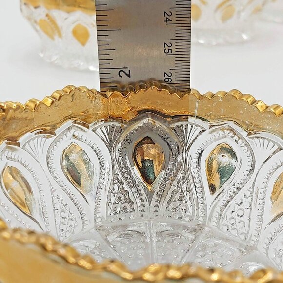 Northwood Glass-New Jersey Pattern 1900 EAPG  Bowls Set of 4 - Molded-Gold Trim - Picture 5 of 7